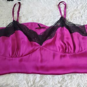 Sofia Vergara Magenta and Black Lace Lingerie Spaghetti Strap Tank Top Size XL